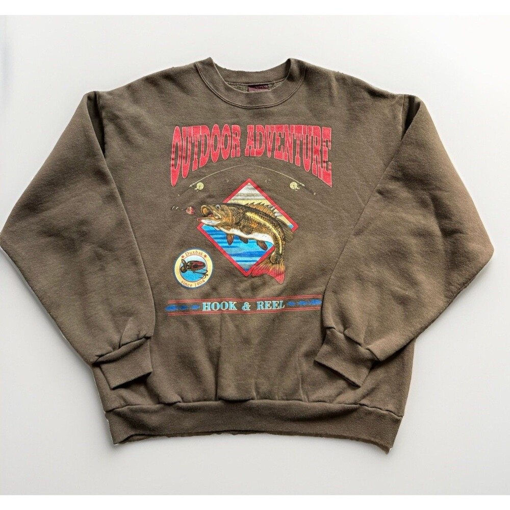 Vintage Made In USA Duxbak Crewneck Fishing Outdoor Graphic M